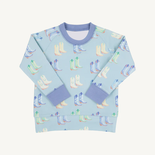 preorder BT1370 Western boots blue long sleeve boys top