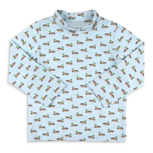 preorder BT1380 hunting mallard duck blue long sleeve boys top
