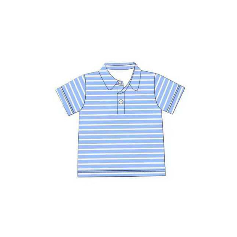 preorder BT1406 blue striped short sleeve boys top