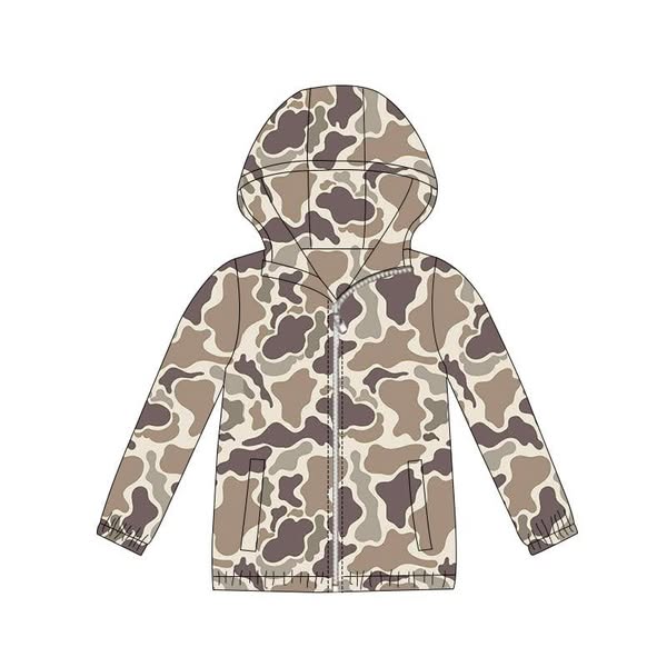 preorder BT1413 hunting camo hoodie zipper long sleeve boys coat