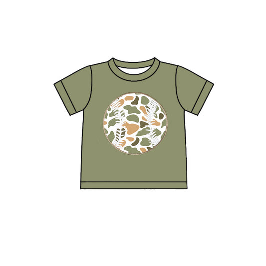 preorder BT1432 hunting baseball camo short sleeve boys top