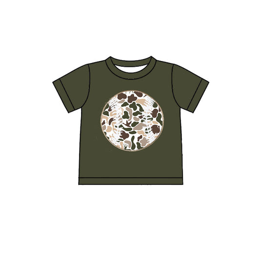 preorder BT1433 hunting baseball camo short sleeve boys top