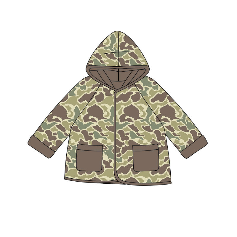 preorder BT1440 hunting camo pockets hoodie long sleeve boys coat