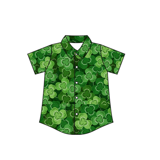 preorder BT1457 St Patrick clover short sleeve boys top