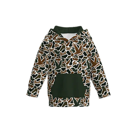 preorder BT1470 hunting camo pocket hoodie long sleeve boys top