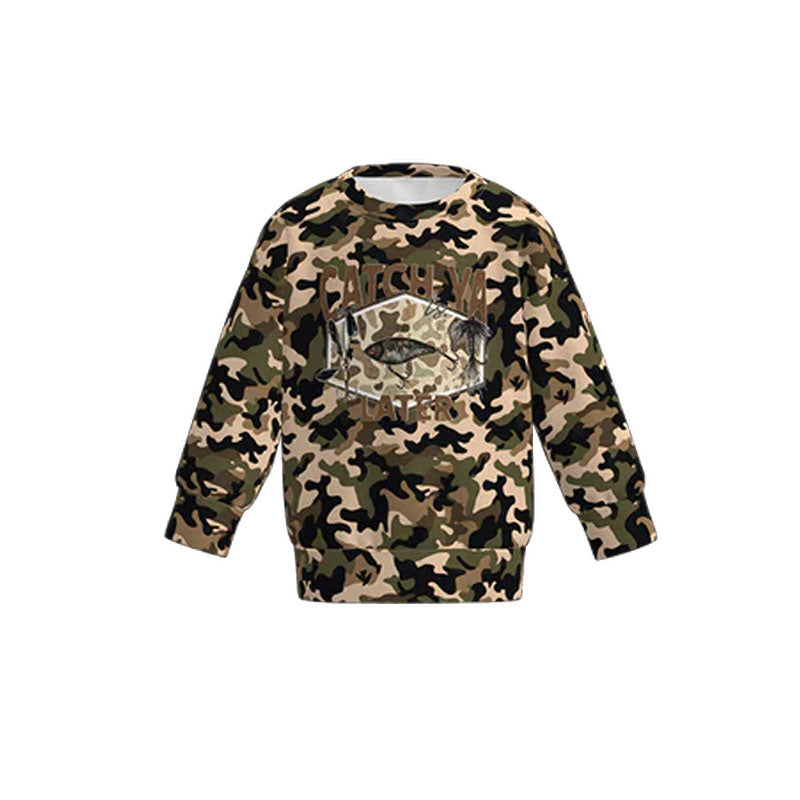 preorder BT1474 hunting camo fishing long sleeve boys top