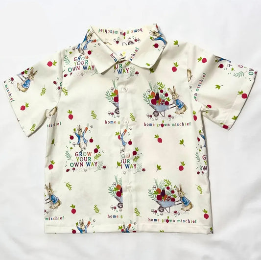 preorder BT1482 Easter bunny rabbit flowers short sleeve boys top