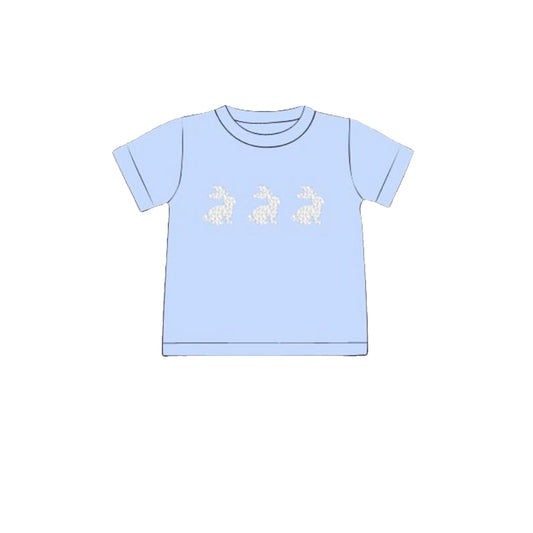 preorder BT1488 Easter Bunny Rabbit Blue Short Sleeve Boys Top