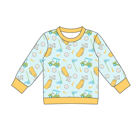 preorder BT1490 Golf Car Blue Yellow Long Sleeve Boys Top
