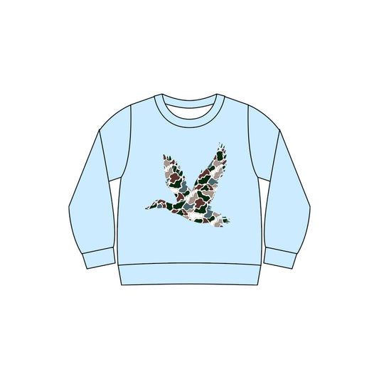 preorder BT1495 Hunting Camo Mallard Duck Blue Long Sleeve Boys Top