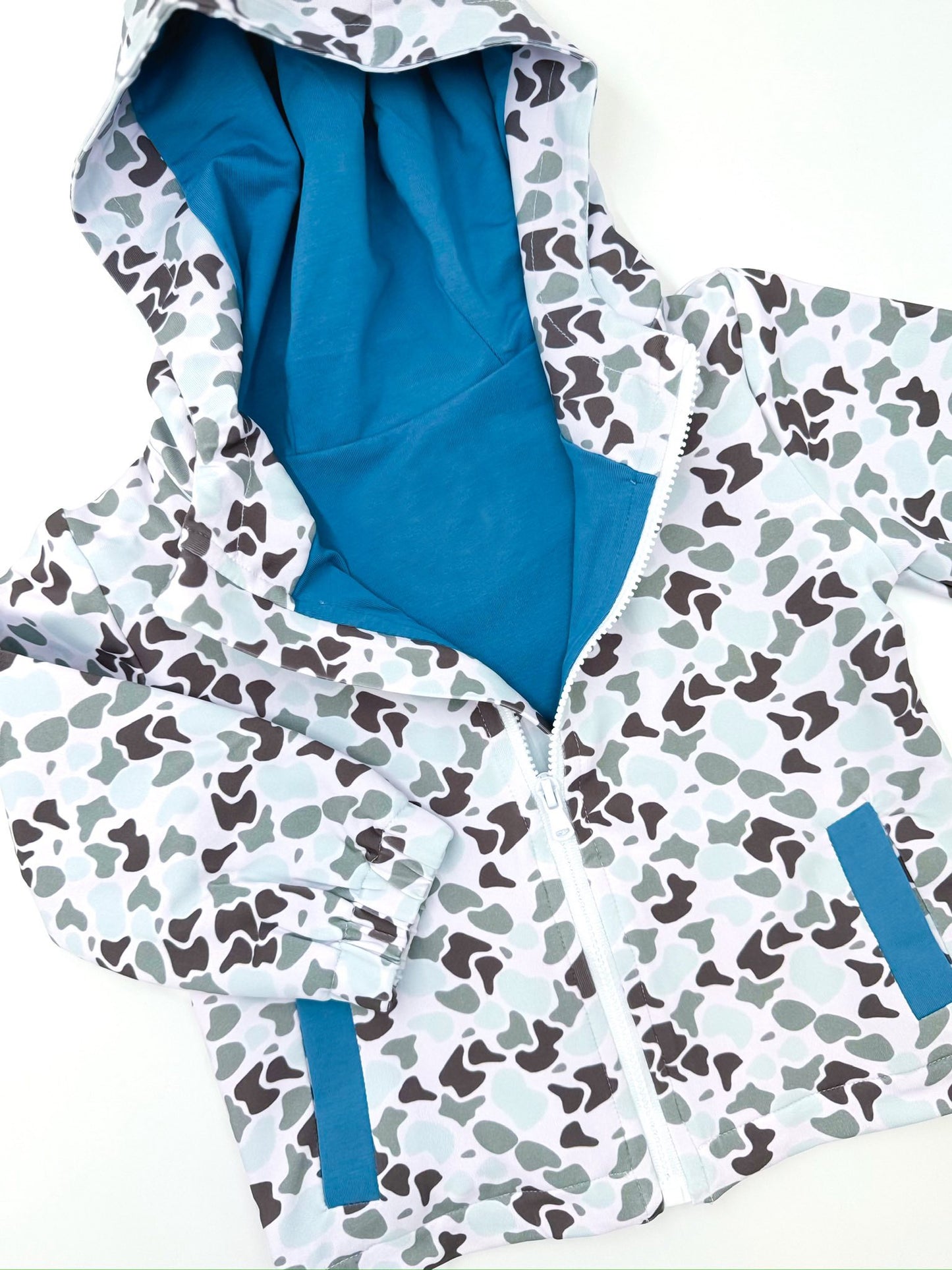 preorder BT1504 Hunting Camo Blue zipper Hoodie Long Sleeve Boys Coat