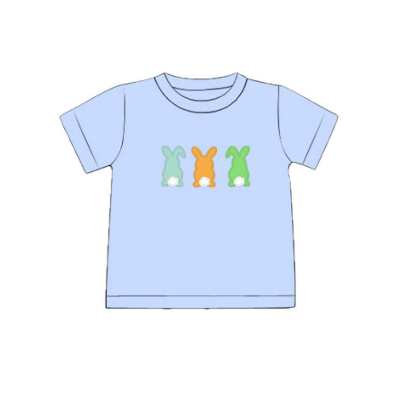 preorder BT1522 Easter Bunny Rabbit Blue Short Sleeve Boys Top
