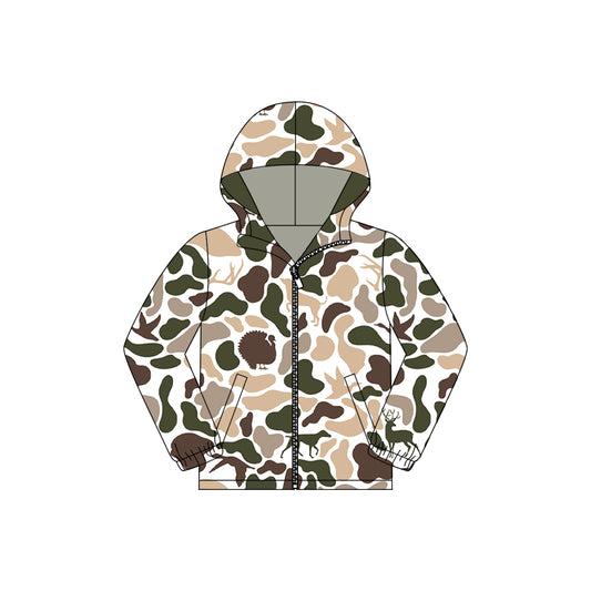 preorder BT1527 Hunting Camo Zipper Long Sleeve Hoodie Boys Coat