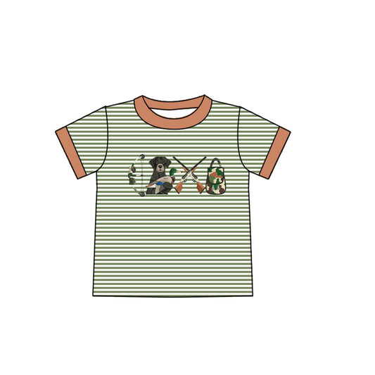 preorder BT1537 Hunting Dog Mallard Striped Short Sleeve Boys Top