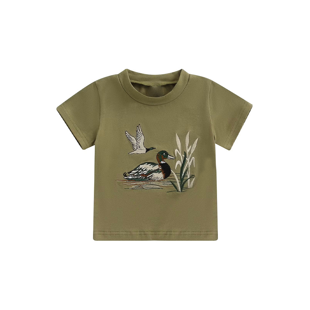 preorder BT1541 Hunting Mallard Duck Green Short Sleeve Boys Top