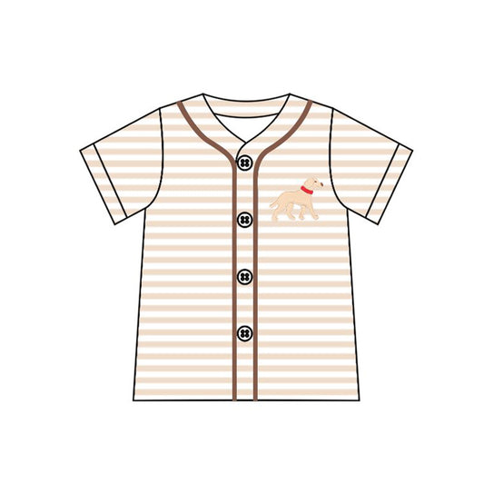 preorder BT1553 Cute Dog Striped Short Sleeve Boys Top