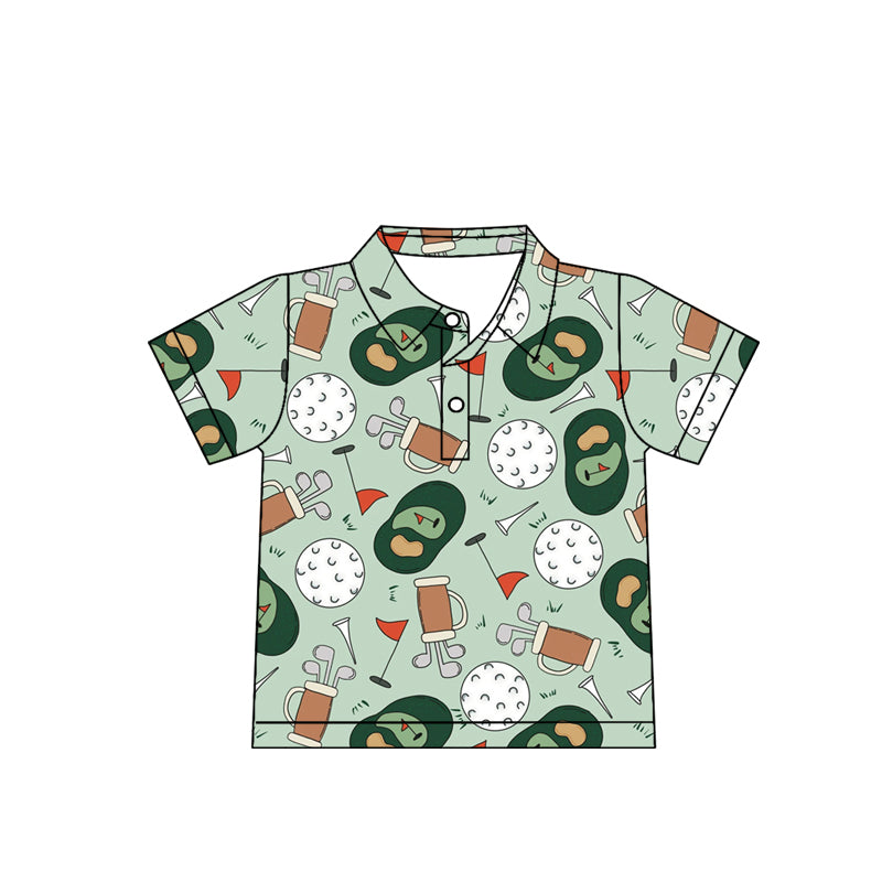 preorder BT1586 Golf Blue Short Sleeve Boys Top