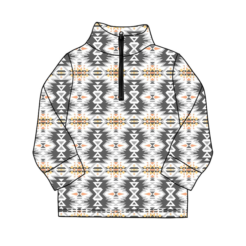preorder BT1588 Western Cowboy Zipper Long Sleeve Boys Top