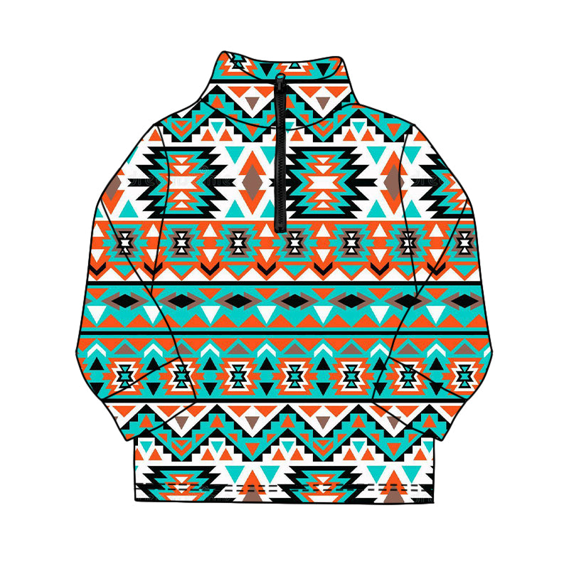 preorder BT1589 Western Cowboy Zipper Long Sleeve Boys Top