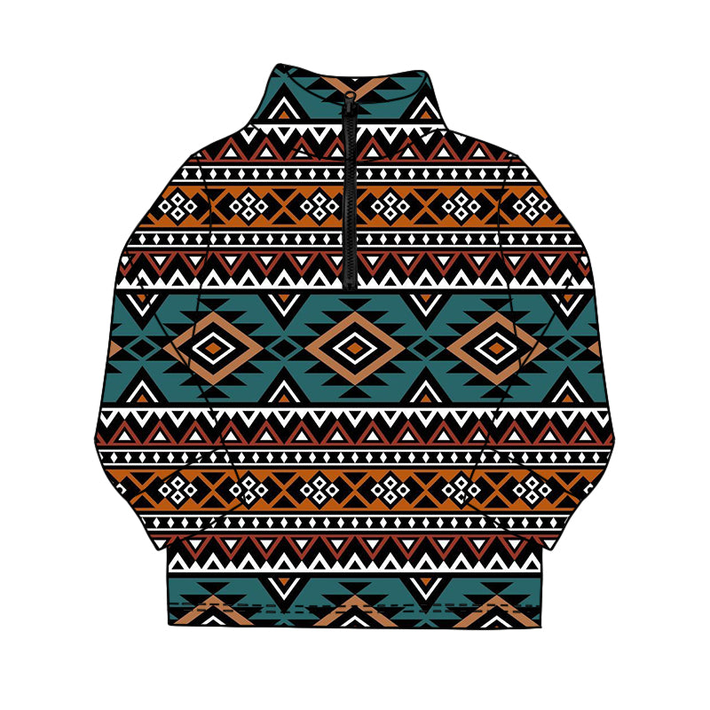 preorder BT1591 Western Cowboy Zipper Long Sleeve Boys Top