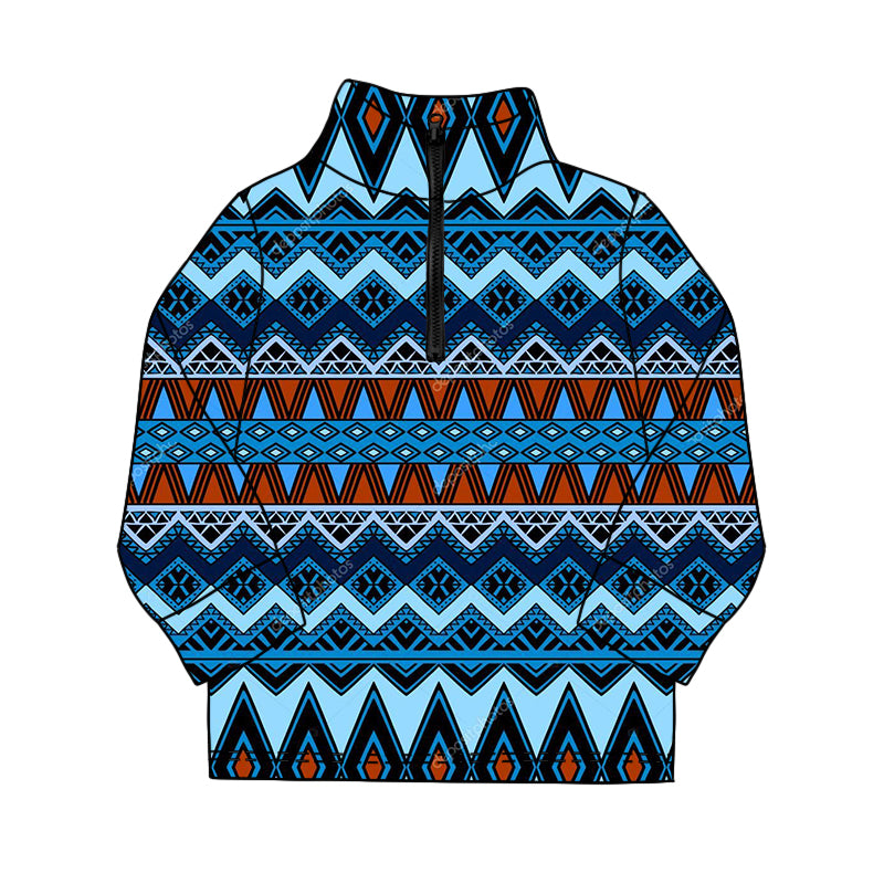 preorder BT1592 Western Cowboy Zipper Long Sleeve Boys Top