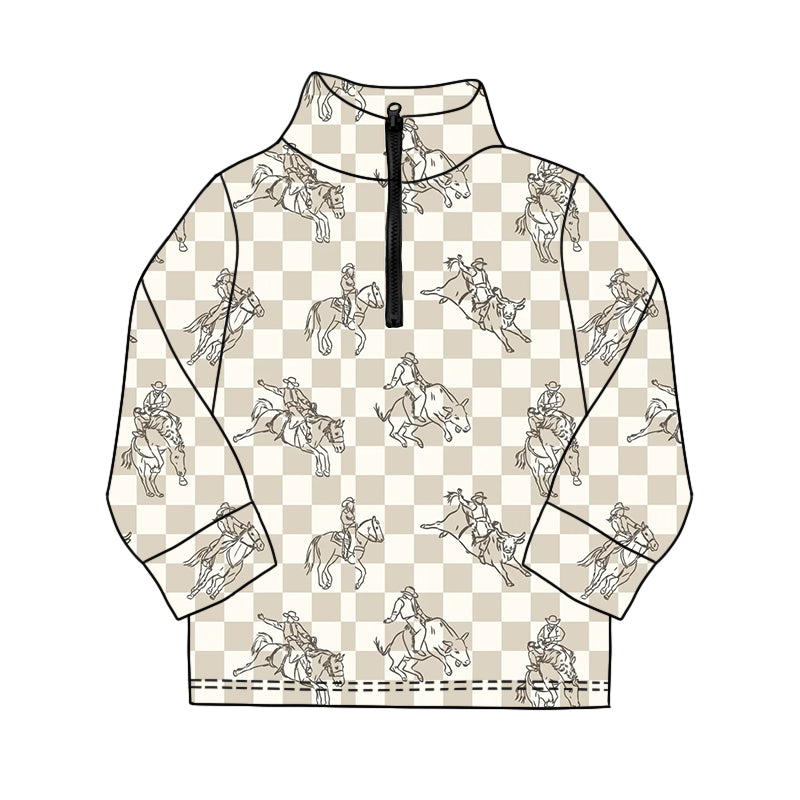 preorder BT1594 Western Cowboy Zipper Long Sleeve Boys Top