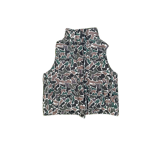 preorder BT1624 Yoga Hunting Camo Zipper Sleeveless Boys Coat