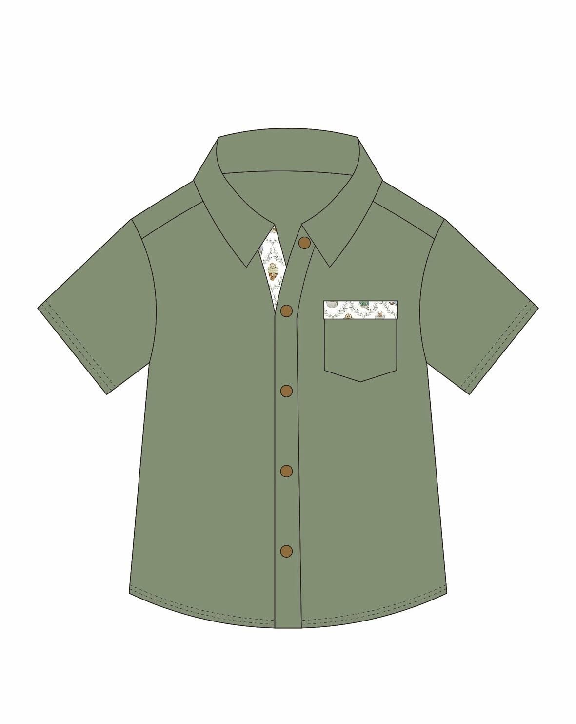 preorder BT1632 Green Pocket Short Sleeve Boys Top