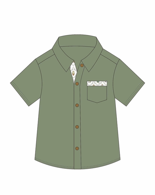 preorder BT1632 Green Pocket Short Sleeve Boys Top