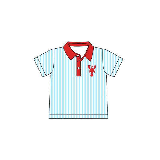 preorder BT1644 Crayfish Blue Striped Short Sleeve Boys Top