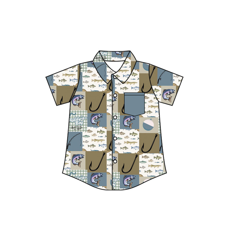 preorder BT1658 Daddy's Fish Short Sleeve Boys Top