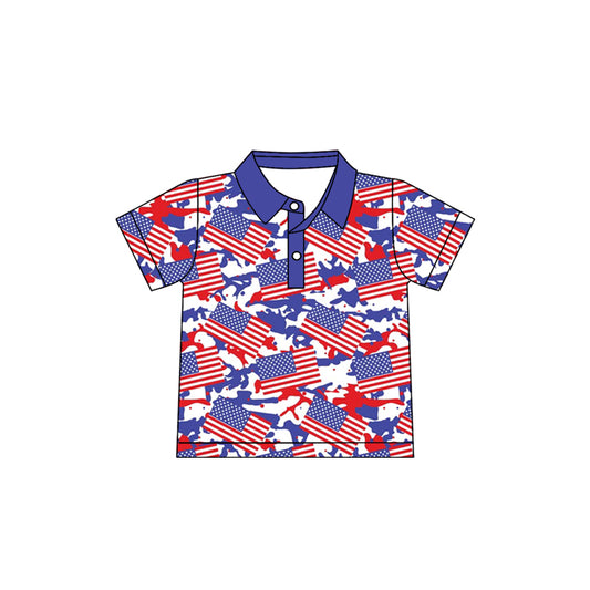 preorder BT1667 July 4th Blue Camo Short Sleeve Boys Top