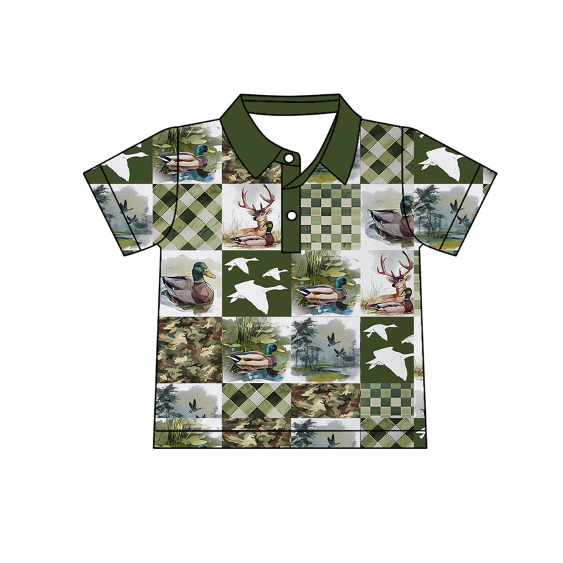 preorder BT1669 Hunting Mallard Duck Green Short Sleeve Boys Top