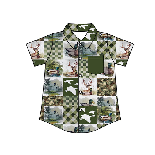 preorder BT1671 Hunting Mallard Duck Green Short Sleeve Boys Top
