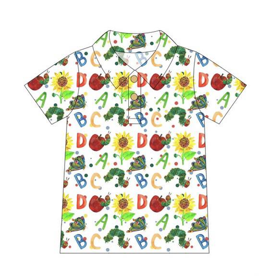 preorder BT1688 Back To School Apple Short Sleeve Boys Top