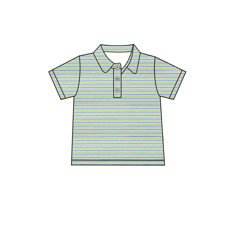 preorder BT1689 Green Striped Short Sleeve Boys Top
