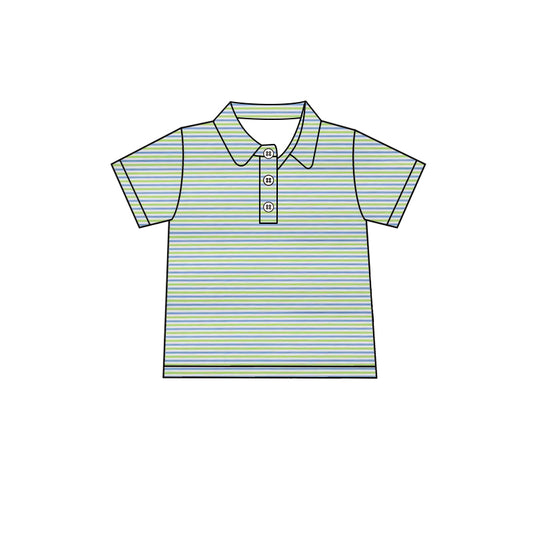 preorder BT1689 Green Striped Short Sleeve Boys Top