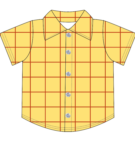 preorder BT1691 Yellow Checkered Short Sleeve Boys Top