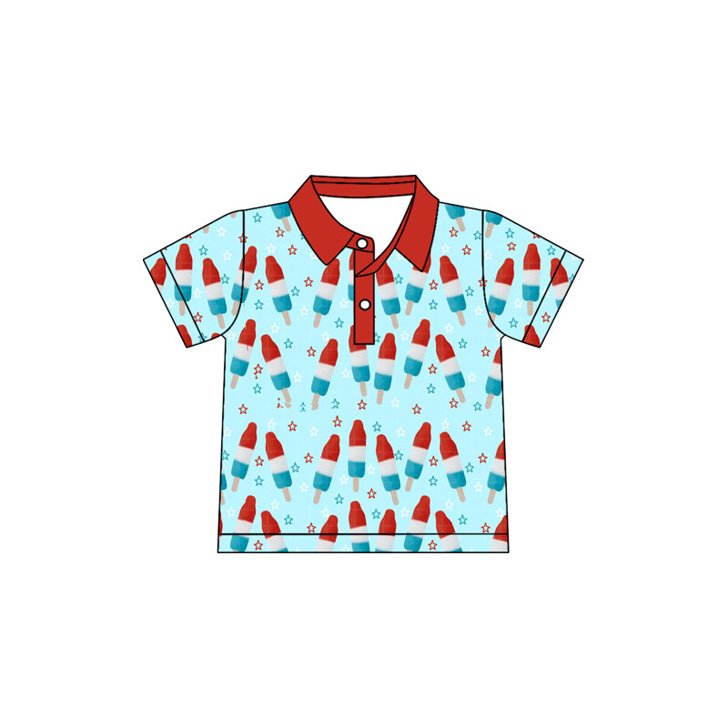 preorder BT1702 July 4th Blue Short Sleeve Boys Top