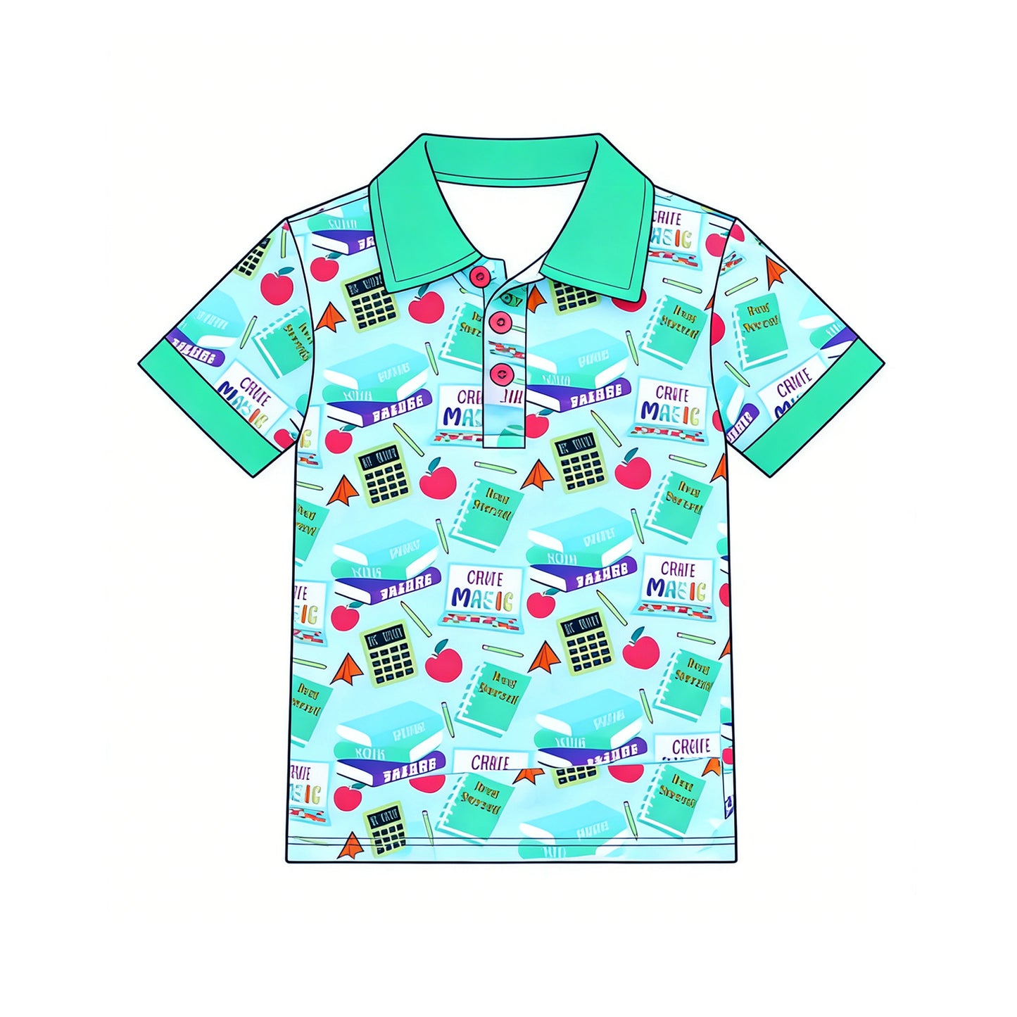 preorder BT1705 Back To School Blue Short Sleeve Boys Top