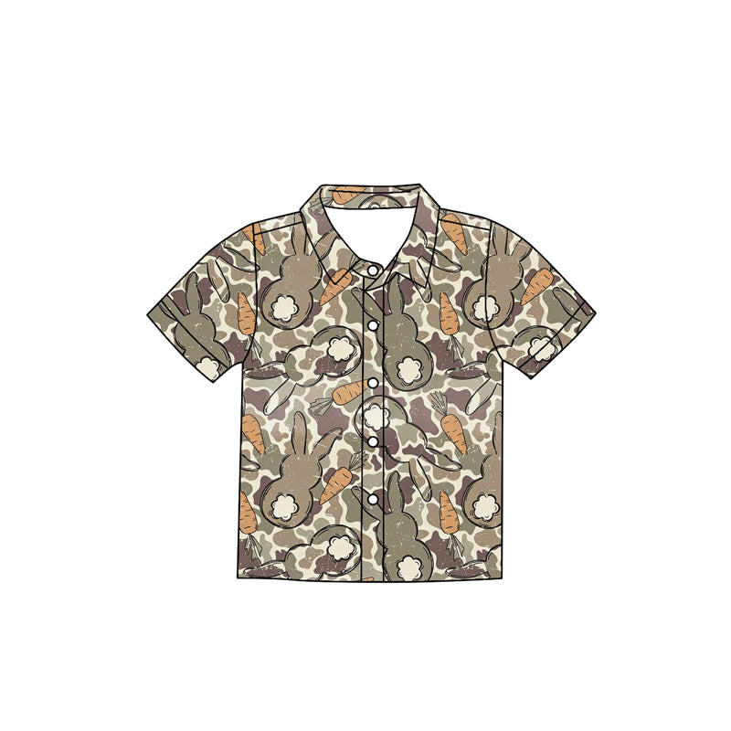 preorder BT1710 Easter Camo Rabbit Carrot Short Sleeve Boys Top