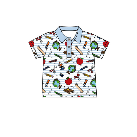 preorder BT1719 Back To School Blue Short Sleeve Boys Top