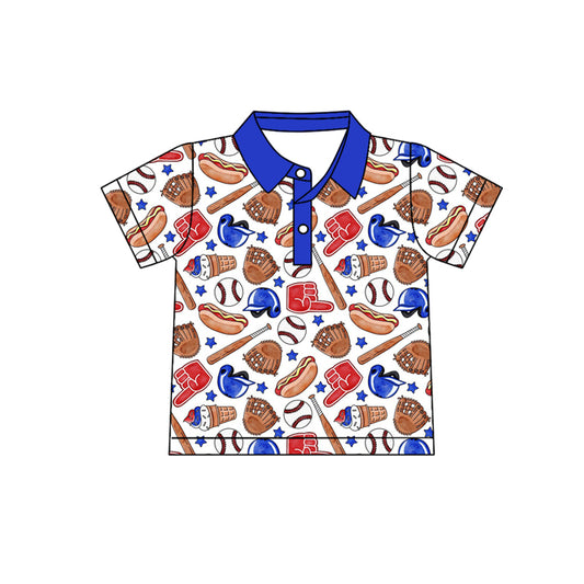 preorder BT1720 Baseball Hot Dog Blue Short Sleeve Boys Top