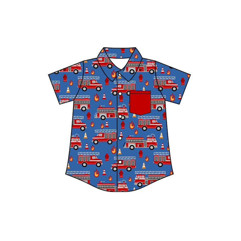 preorder BT1722 Firetruck Pocket Short Sleeve Boys Top