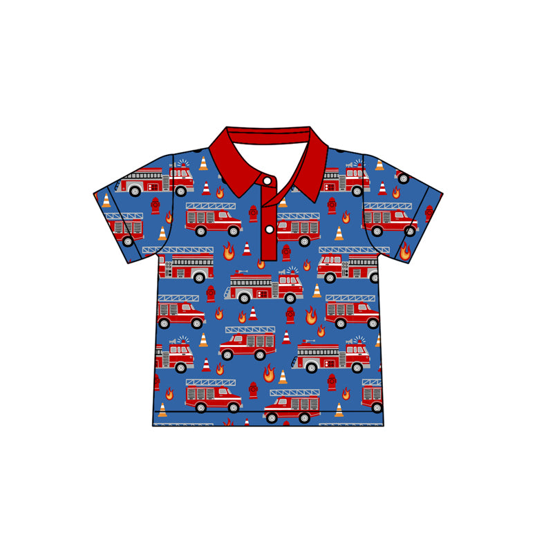 preorder BT1723 Firetruck Short Sleeve Boys Top