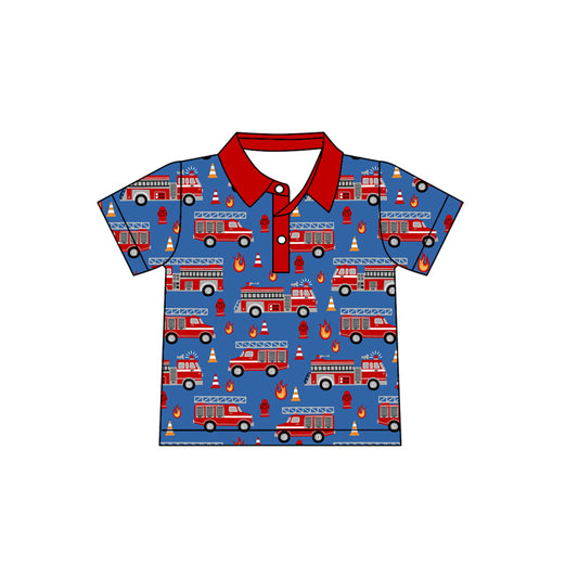 preorder BT1723 Firetruck Short Sleeve Boys Top