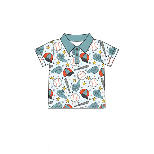 preorder BT1724 Baseball Blue Short Sleeve Boys Top