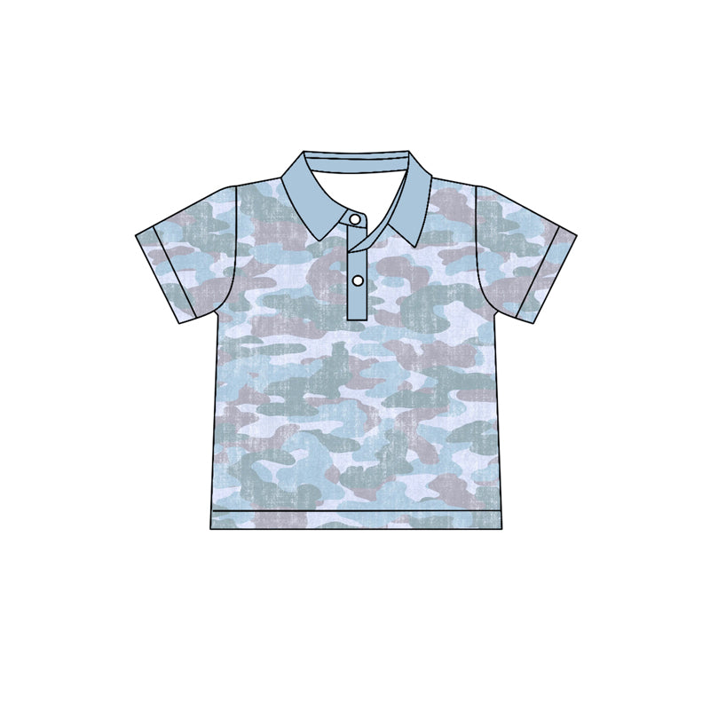 preorder BT1742 Blue Camo Short Sleeve Boys Top