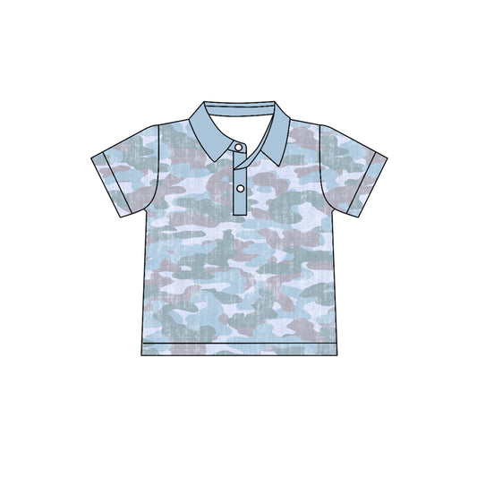 preorder BT1742 Blue Camo Short Sleeve Boys Top