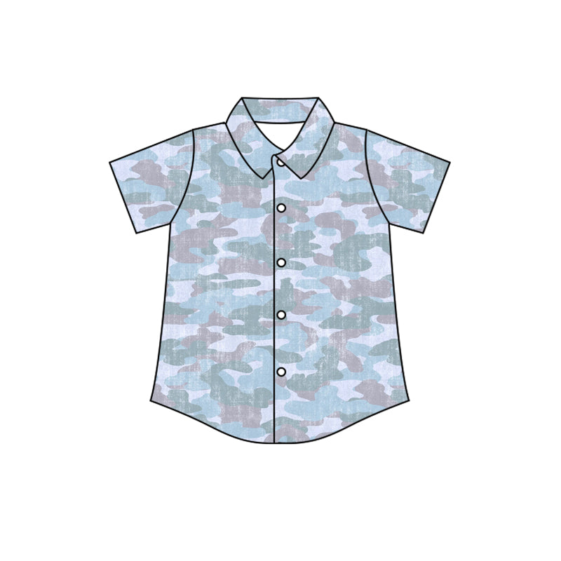 preorder BT1743 Blue Camo Short Sleeve Boys Top